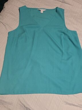 Nine West Teal V-Neck Sleeveless Shell Top